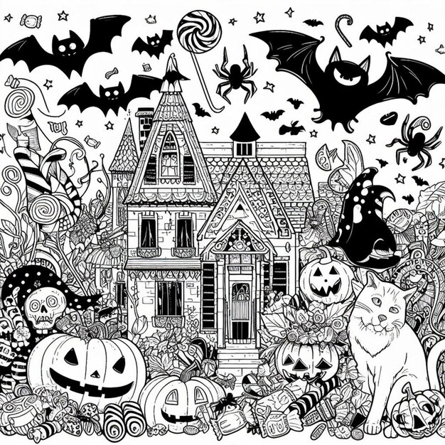 Photo halloween coloring illustration