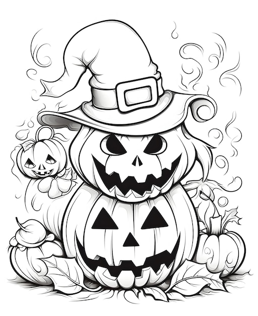 Premium AI Image | Halloween coloring page for kids