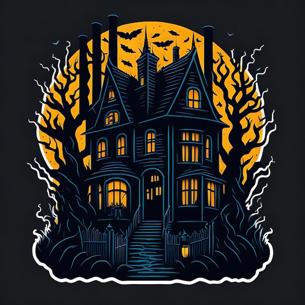 Halloween concept Haunted house in the spooky forest generative AI