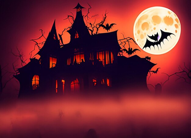 Halloween concept horror house on background