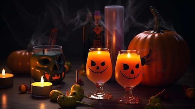 Halloween-concept op een donkere achtergrond Generatieve AI