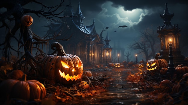 halloween concept a spooky house in the woods high quality illustration