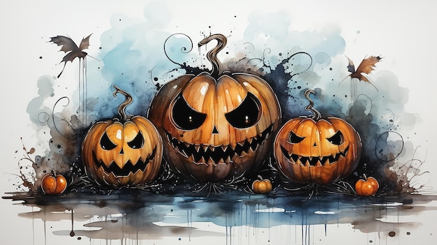 Halloween concept watercolor illustration for Halloween Party