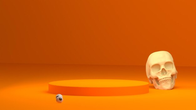 Halloween concept with pumpkin 3d render