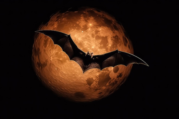 Halloween concept zwarte vleermuizen vliegen over nacht achtergrond AI