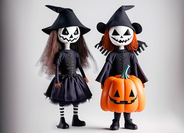 Halloween costumes on white background