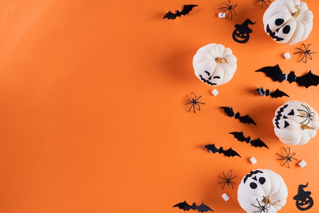 Photo halloween crafts decoration background with copy space for text