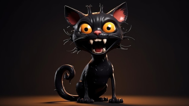 Halloween creepy black cat Generative AI