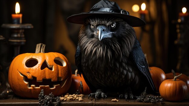 Halloween Crow with phrygian cap