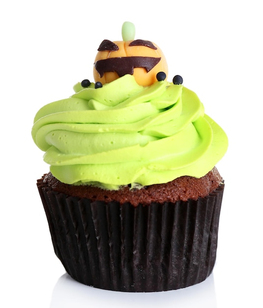 Halloween cupcake isolated on white