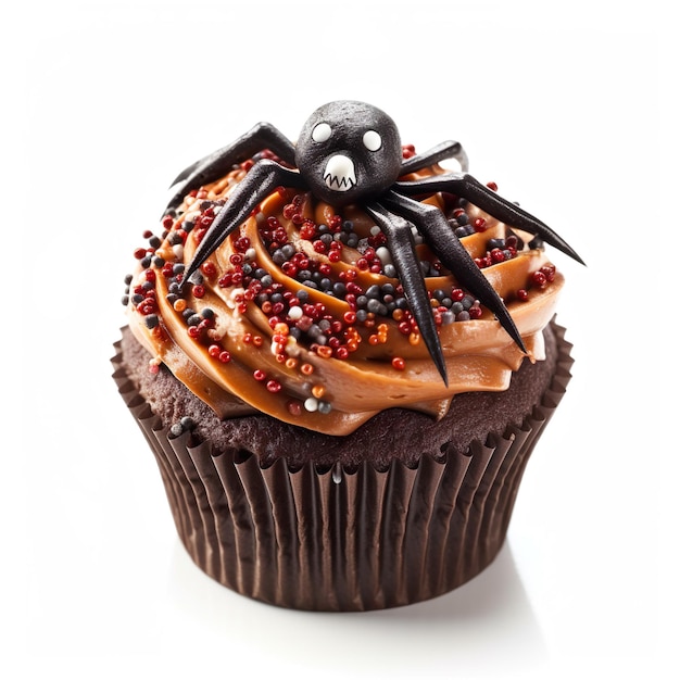 Foto halloween cupcake met spin decoratie