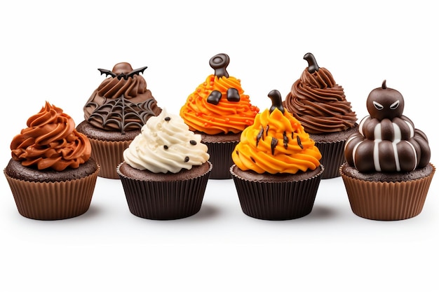 Фото Хэллоуинские кексы с шоколадом на темном фоне
