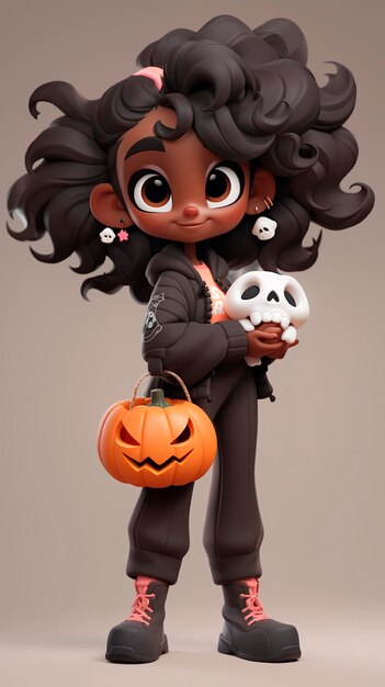 Photo halloween cute 3d doll illustration