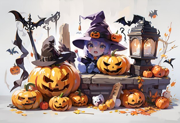 Foto sottofondo dell'illustrazione dell'anime di halloween