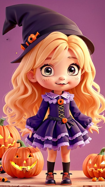 Halloween Cute Girl 3D Animation