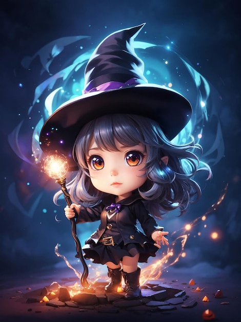 ハロウィーンの可愛い女の子の魔女