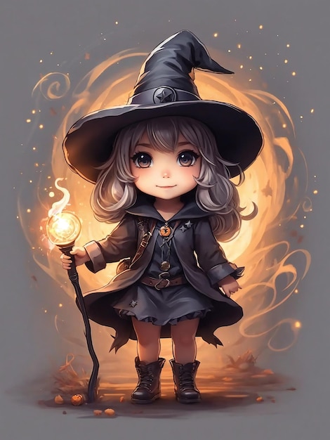 Halloween cute girl witch