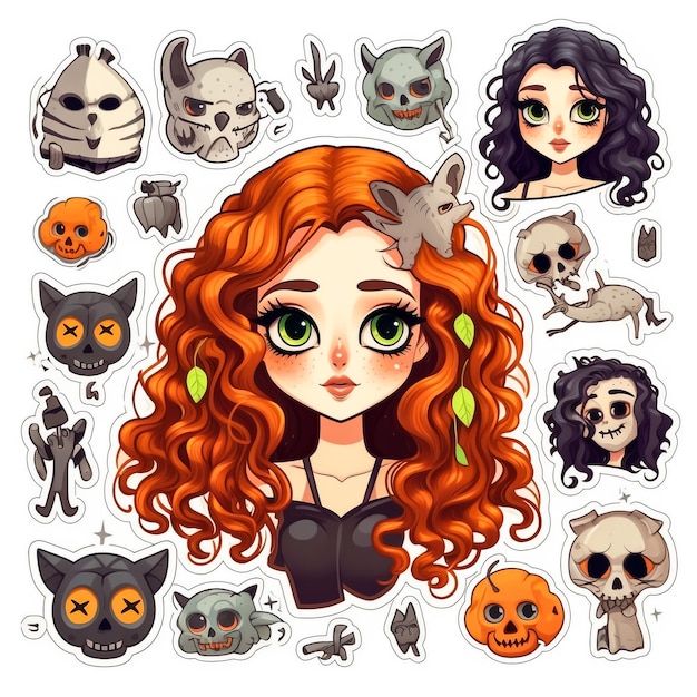 Photo halloween cute little witch digital vector artwork on a transparent background