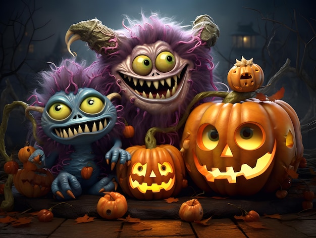 Halloween cute monsters