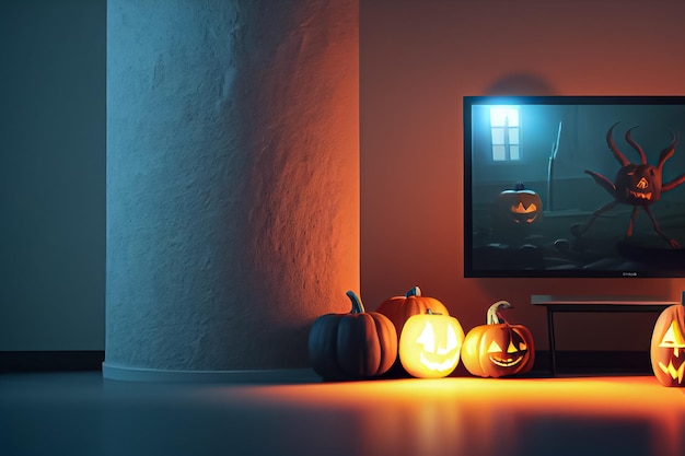 Halloween dag ogen van Jack O' Lanterns trick or treat Samhain All Hallows' Eve All Saints' Eve All hallowe'en spookachtig Horror Ghost Demon achtergrond 31 oktober 3Drender