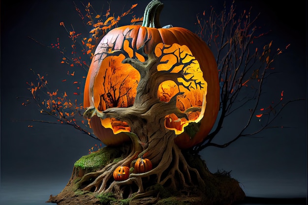 Halloween dag ogen van Jack O' Lanterns trick or treat Samhain All Hallows' Eve All Saints' Eve All hallowe'en spookachtig Horror Ghost Demon achtergrond 31 oktober