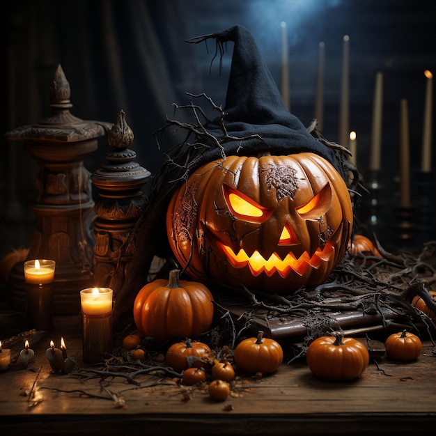 Halloween-dag Spooky Magic Halloween-kasteel te midden van spookachtige oktobernachten in een wereld van gotische fantasieën