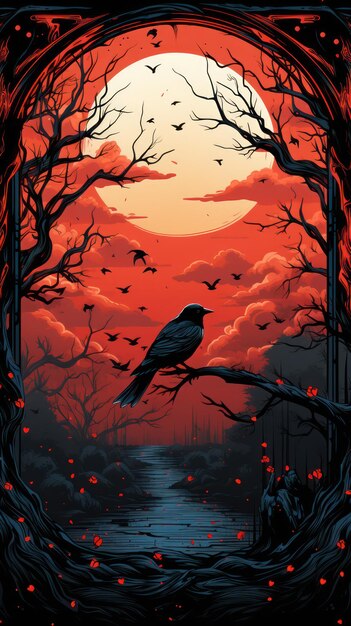 Иллюстрация темной атмосферы хэллоуина