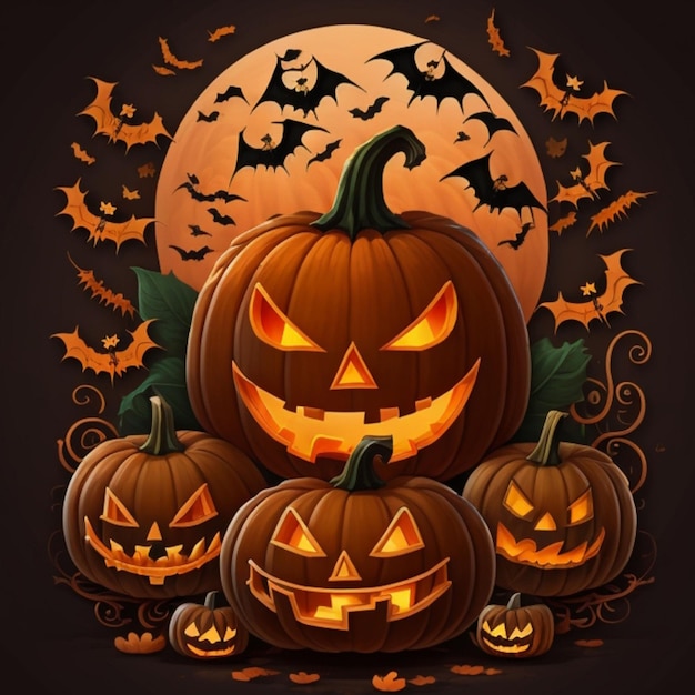 Halloween day background pumpkin character made with generative AI