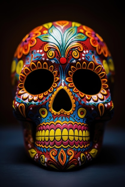 Halloween or day of the dead concept Accessory in the form of a coloring human skull Generative AI