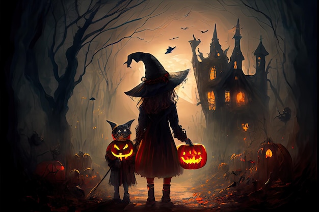 Halloween day eyes of Jack O' Lanterns trick or treating Samhain All Hallows' Eve All Saints' Eve All hallowe'en spooky Horror Ghost Demon background October 31