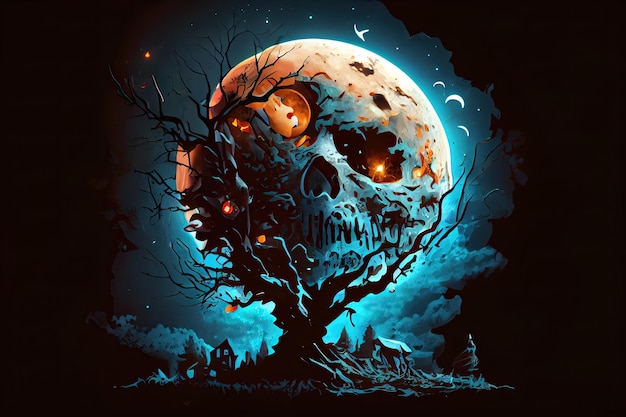 Jack O' Lanterns의 할로윈 데이 눈 속임수 또는 Samhain All Hallows' Eve All Saints' Eve All 할로윈 으스스한 Horror Ghost Demon 배경 10월 31일