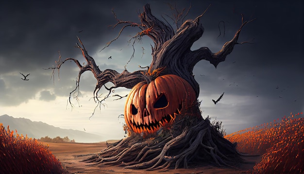 Jack O' Lanterns의 할로윈 데이 눈 속임수 또는 Samhain All Hallows' Eve All Saints' Eve All 할로윈 으스스한 Horror Ghost Demon 배경 10월 31일