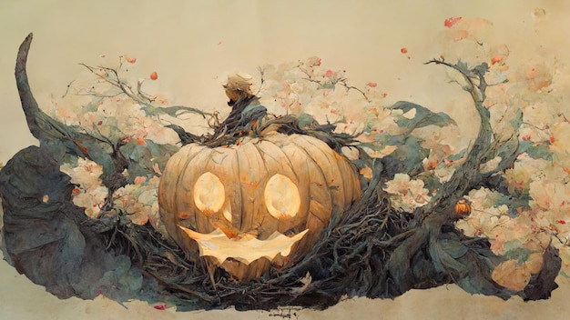 ハロウィーンの日。かぼちゃ。ハロウィーンの不気味なホラー ゴースト悪魔背景 10 月 31 日。