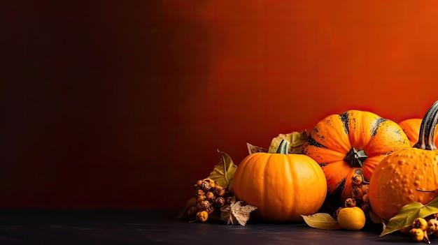 Halloween Day with bunch of orange pumpkins on spooky background