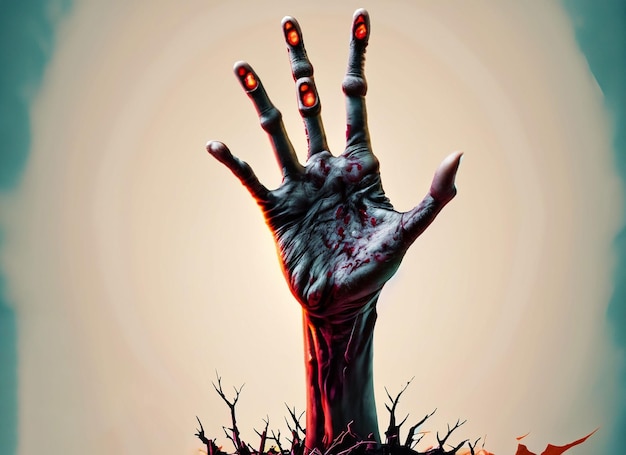 Halloween dead hand coming out from the soil