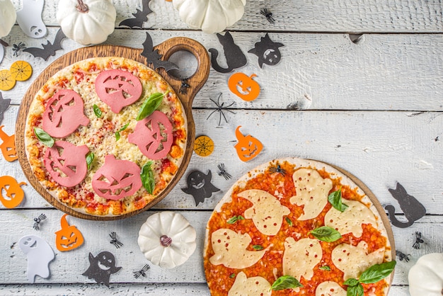 Halloween decorated pizza