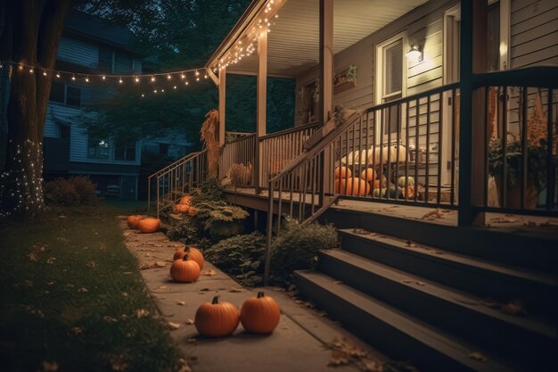 Foto halloween decoratie in huis veranda en achtertuin