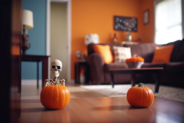 Halloween decoratie in huis woonkamer interieur