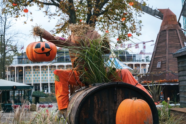 Foto halloween-decoratie in tivoli in kopenhagen, denemarken.