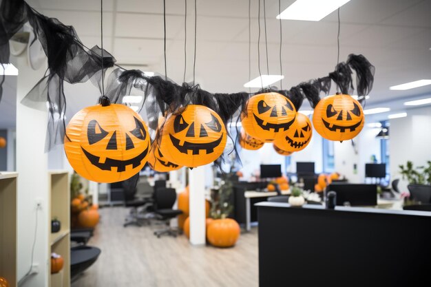 Foto halloween-decoratie op kantoor