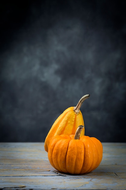 Foto sfondo di decorazione di halloween. zucche