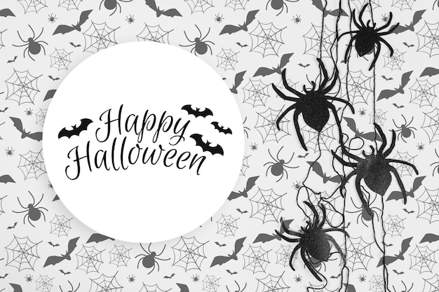 Halloween decoration background and scary concept with spiders