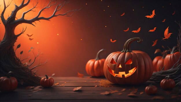 halloween decoration background template illustration banner copy space generative ai