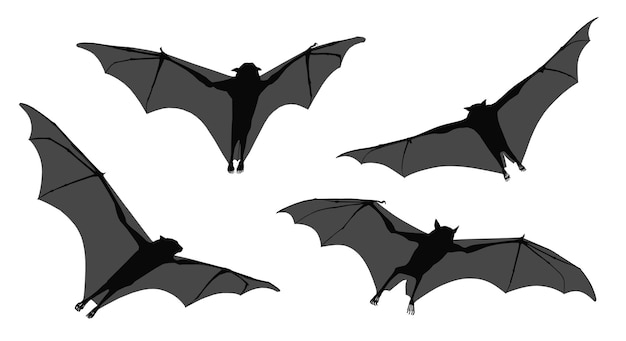 Photo halloween decoration concept black paper bats flying over white background