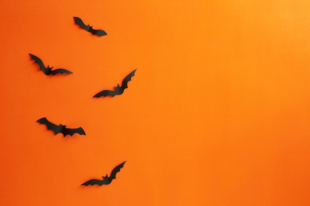 Halloween and decoration concept paper bats flying