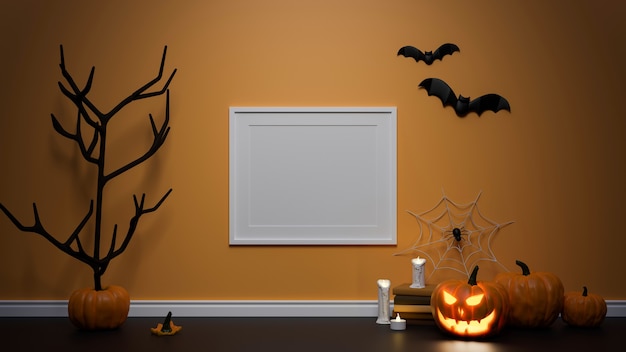 Premium Photo | Halloween decoration concept with mockup frame ...