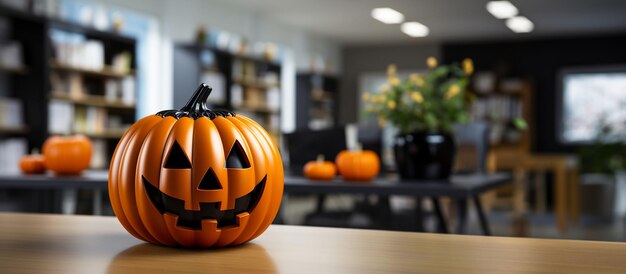 写真 オフィスでのハロウィーンの装飾はジャック・オ・ランタンの南瓜です