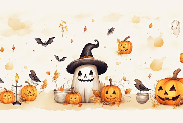 halloween decoration on white beige background