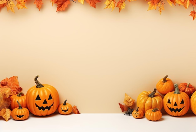 halloween decoration on white beige background