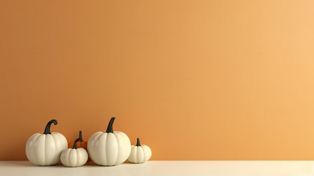 Halloween Decoration with orange background and copy space ai generated